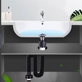 【豪麥源】新型防臭下水管(廚衛洗臉盆用落水頭排水管 透明視窗雙向下水軟管)