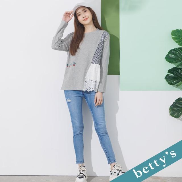 【betty’s 貝蒂思】微刷破窄管牛仔褲(牛仔藍)