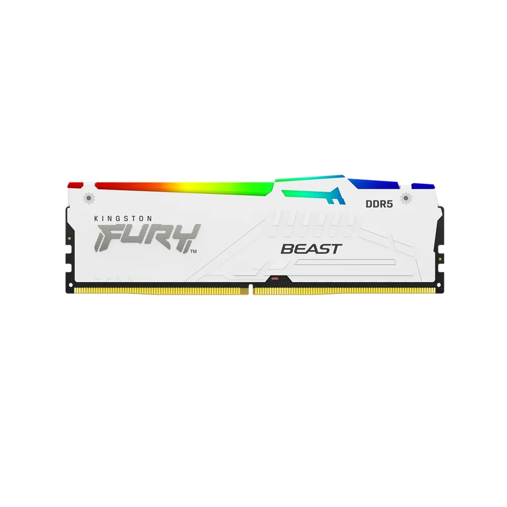 【Kingston 金士頓】FURY Beast RGB DDR5 5600 32GB (16GB x2) PC 記憶體 白 (KF556C36BWEAK2-32) *超頻
