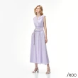 【iROO】粉紫收腰長版洋裝