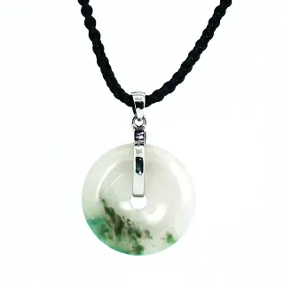 【金石盟】天然緬甸平安扣A貨圓滿翡翠墬(26x26X6mm  PT950白金台)