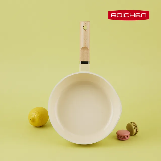 【Roichen】韓國抗菌陶瓷不沾深炒鍋 20cm(萊姆米黃、糖果粉、拿鐵灰 三色可選)