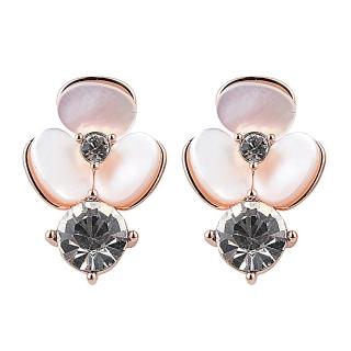 【KATE SPADE】經典三色堇設計鑲鑽穿式耳環(玫瑰金)