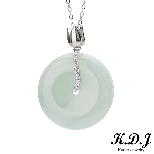 【K.D.J 圓融珠寶】冰糯淡綠平安扣翡翠墜飾天然A貨