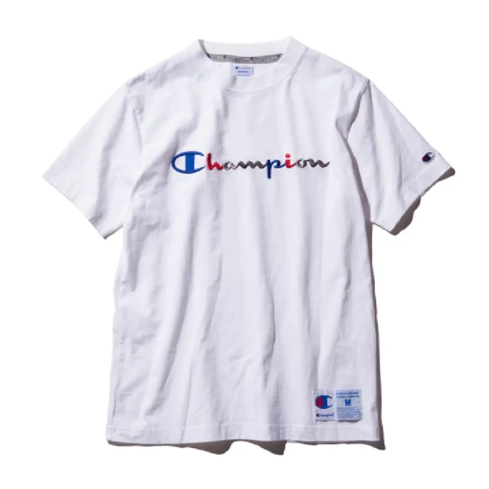 【Champion】官方直營-彩色草寫LOGO短袖上衣Tee-男(2色選擇)