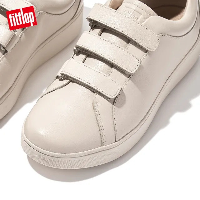 【FitFlop】RALLY QUICK STICK FASTENING LEATHER SNEAKERS魔鬼氈造型休閒鞋-女(白石色)