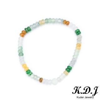 【K.D.J 圓融珠寶】三彩路路通小圓珠手串手珠翡翠天然A貨(多寶多彩)