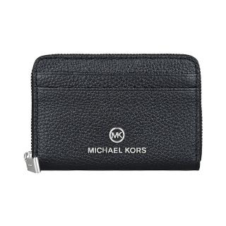 【Michael Kors】MK MICHAEL KORS金字LOGO牛皮拉鏈短夾(黑)