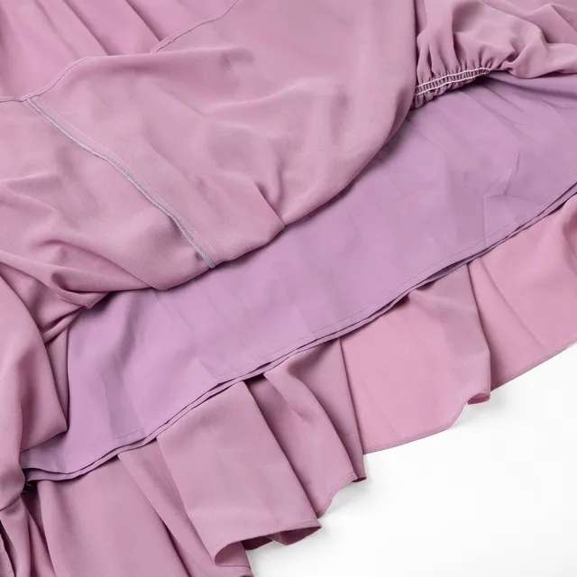 【OUWEY 歐薇】浪漫層次蛋糕裙鬆緊荷葉背心長洋裝(紫色；S-L；3232327515)