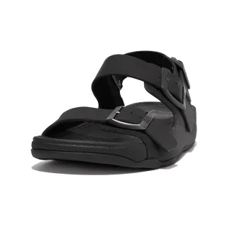 【FitFlop】GOGH MOC MENS BUCKLE LEATHER BACK-STRAP SANDALS扣環皮革造型後帶涼鞋-男(黑色)
