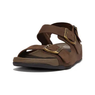 【FitFlop】GOGH MOC MENS BUCKLE LEATHER BACK-STRAP SANDALS扣環皮革造型後帶涼鞋-男(巧克力棕)