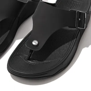 【FitFlop】TRAKK II MENS BUCKLE LEATHER TOE-POST SANDALS扣環皮革造型夾脚涼鞋-男(黑色)