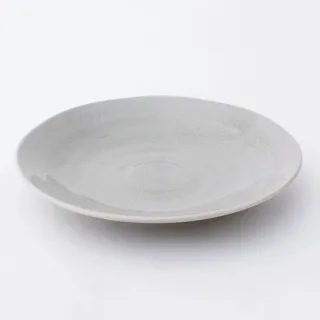 【NITORI 宜得利家居】超輕量圓皿 美濃燒 karu：ecle 銀灰釉 18CM(盤子 餐盤 原皿 日本製 超輕量 銀灰釉)