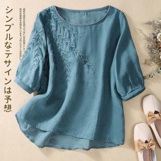 【Paiya 派亞】復古重工刺繡文藝棉麻氣質女上衣(M-2XL)