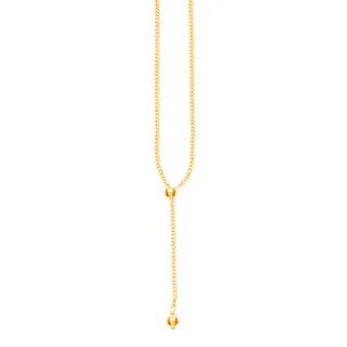 【CINCO】葡萄牙精品 SCARLETT NECKLACE 925純銀鑲24K金色Y字鍊 滑球可調式設計(925純銀鑲24K金)