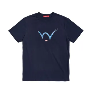 【EDWIN】男裝 人氣復刻款 顏料W LOGO短袖T恤(丈青色)