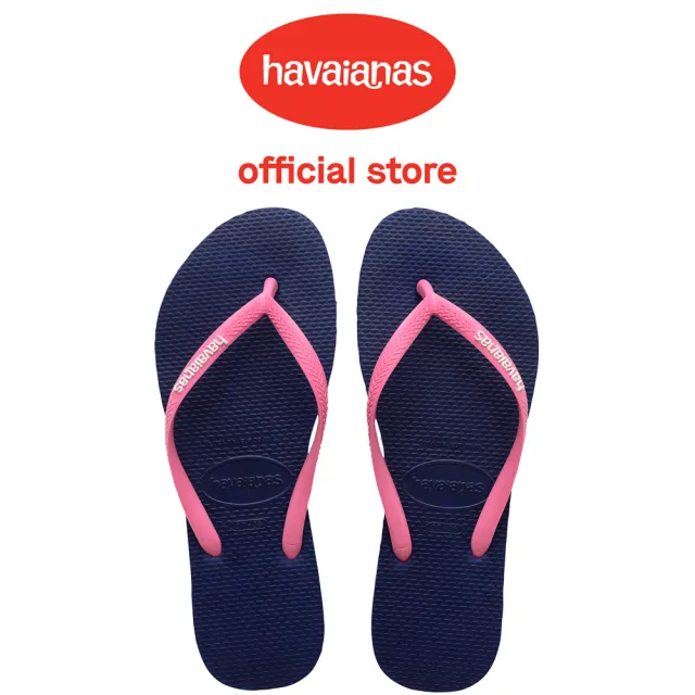 【havaianas 哈瓦仕】拖鞋 女鞋 夾腳拖 跳色 Slim Logo Pop Up 藍粉 4119787-2484W(哈瓦士)