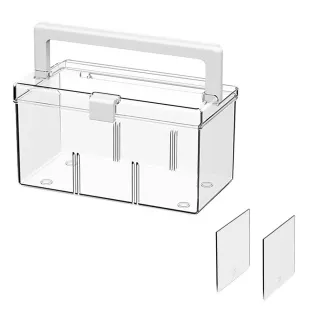 【救緊急】簡約透明帶把手醫藥箱-附隔板(地震包 防災 醫療包 急救箱 分格收納盒 零件盒 工具箱 藥品收納)