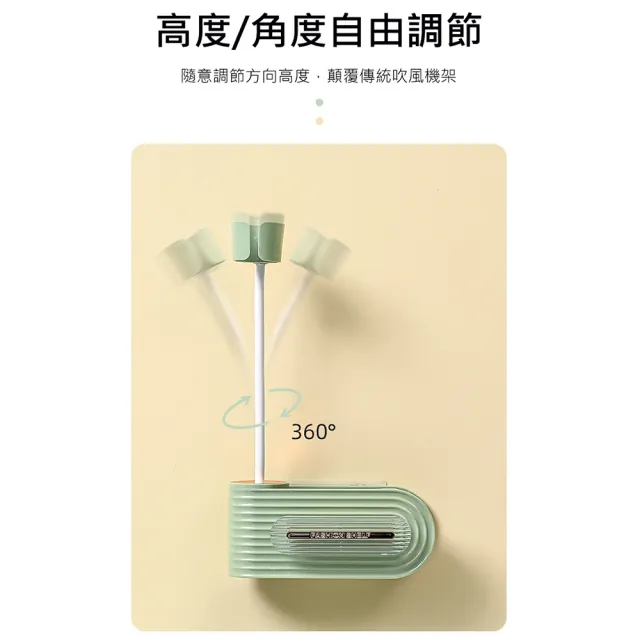 【MEHOME美好家】壁掛吹風機架 置物收納+掛勾(免手持 吹頭髮不用手拿) 