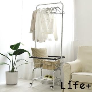 【Life+】北歐輕奢碳鋼多功能移動式落地衣帽架/掛衣架/收納衣櫃(掛衣架 衣架 衣帽架 衣櫃 層架)
