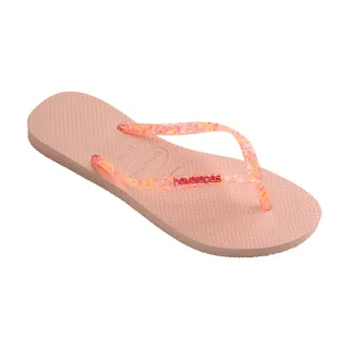 【havaianas 哈瓦仕】拖鞋 女鞋 夾腳拖 閃亮 果凍 Slim Logo Metallic 芭蕾粉 4119875-9898W(哈瓦士)