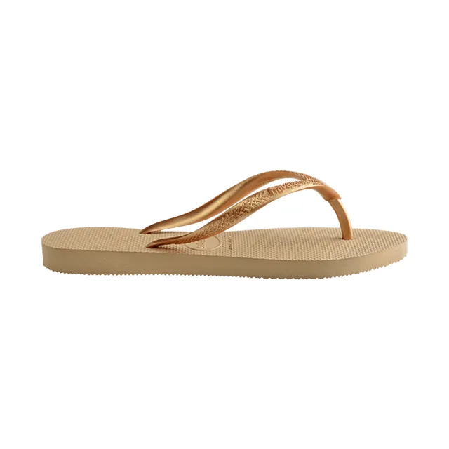 【havaianas 哈瓦仕】拖鞋 女鞋 夾腳拖 細帶 Slim 金色 4000030-0570W(哈瓦士)