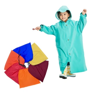 【Funtaitai】超輕量素色書包位童雨衣(附同色收納袋)