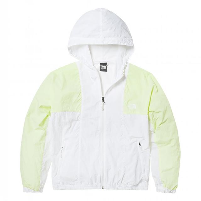 【The North Face】北臉 外套 女款 運動連帽外套 防風 防曬 可打包 W 78 UPF WIND JACKET 白綠 NF0A5JXIIUE