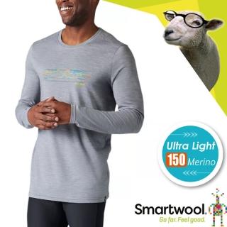 【SmartWool】男 Merino Sport 150 抗菌控溫羊毛長袖排汗衣 遨遊山徑(SW011535 淺灰色)