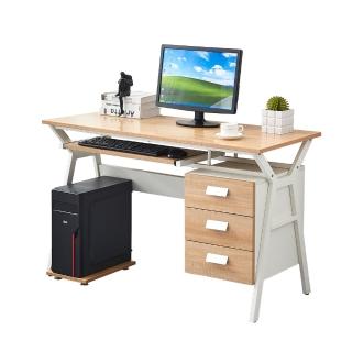 【AT HOME】4尺雙色三抽收納書桌/電腦桌/工作桌 現代簡約(雷克斯)