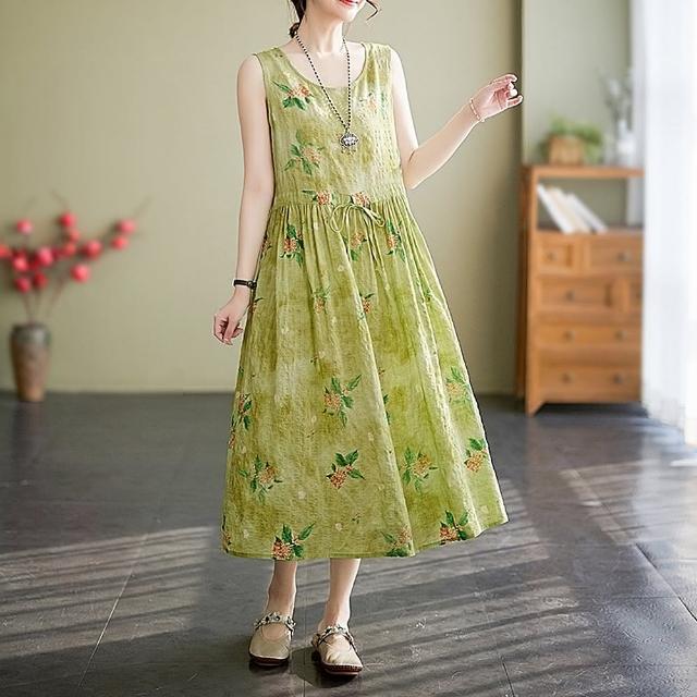 【米蘭精品】現貨+預購 洋裝無袖連身裙(淑女收腰綁帶設計女裙子74dy43)