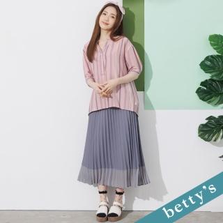 【betty’s 貝蒂思】下擺拼色打摺長裙(灰色)