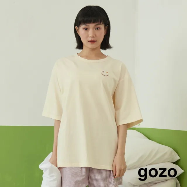 【gozo】g+微笑素色圓領T恤睡衣(三色)