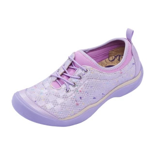 【Kimo】珠光山羊皮格紋網布休閒鞋 女鞋(香檳紫 KBCSF073329)