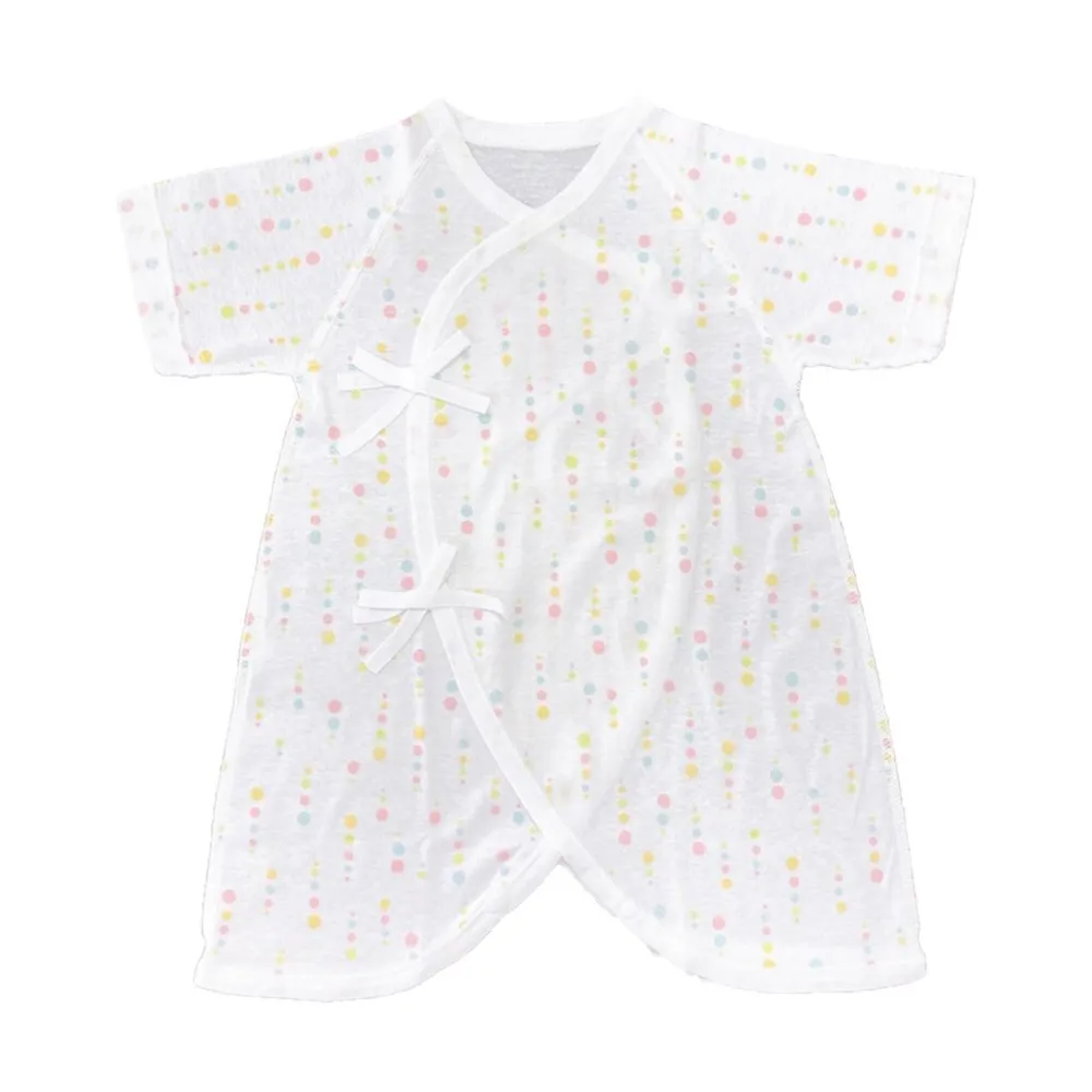 【日本IWASHITA】日本製100%純棉極柔蝴蝶衣有機棉嬰兒新生兒紗布衣服肚衣蝴蝶裝(彩色圓點)
