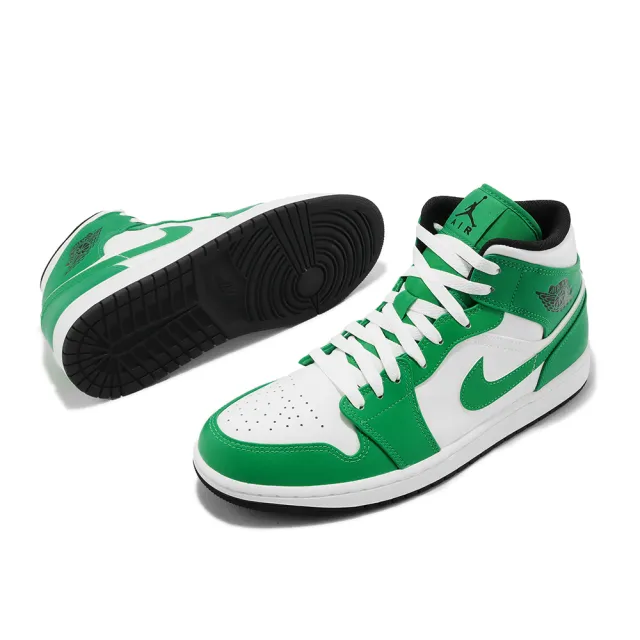 NIKE 耐吉】Air Jordan 1 Mid Lucky Green 綠白男鞋AJ1 休閒鞋喬丹一代