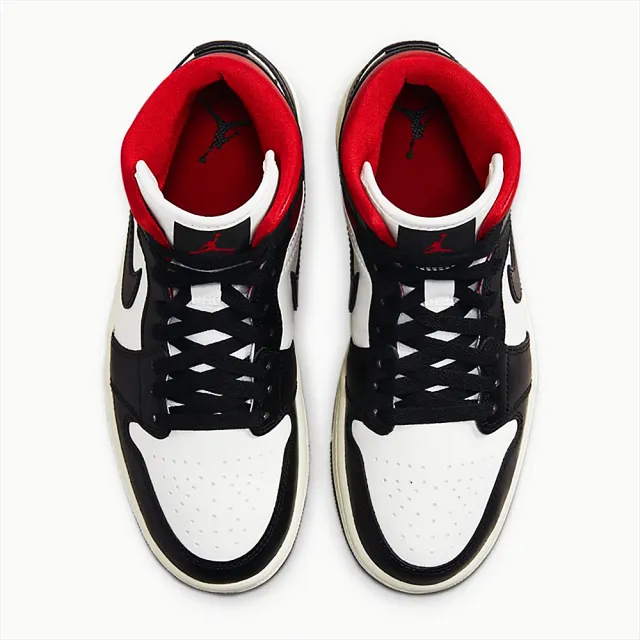 NIKE 耐吉】W NIKE AIR JORDAN 1 MID GYM RED 奶油底白黑紅中筒女鞋