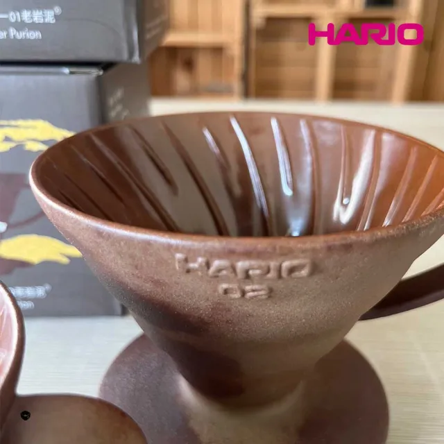 【HARIO】V60老岩泥02濾杯 5次燒(濾杯 手沖濾杯 錐形濾杯 台灣製 VDCR-02-BR5)