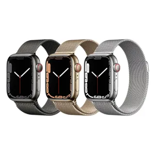 【Apple 蘋果】A 級福利品 Apple Watch S7 LTE 41mm (不鏽鋼錶殼/保固6個月/贈矽膠錶帶+矽膠錶殼)