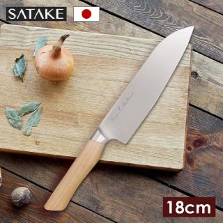 【佐竹產業】日本製 含鉬不鏽鋼三德廚刀 18cm 白蠟木柄(菜刀/三德刀)