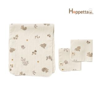 【Hoppetta】漫步森林三層紗沐浴紗布巾手帕組