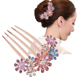 【89 zone】法式貴氣華麗優 髮飾 頭飾 丸子頭 髮梳 髮簪 髮插 髮髻 髮夾 1 入(不挑款/混色隨機出貨)