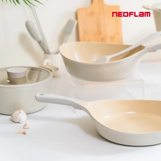 【NEOFLAM】韓國製VULCAN白火山系列鑄造3鍋組(全新陶瓷塗層升級款/IH爐可用鍋)