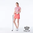 【KING GOLF】網路獨賣款-女款花朵印圖火鶴刺繡造型POLO衫/高爾夫球衫(粉色)