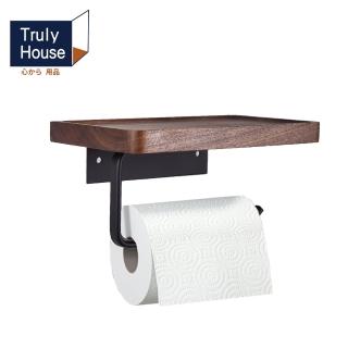 【Truly House】免打孔浴室紙巾收納置物架 原木置物板/紙巾收納