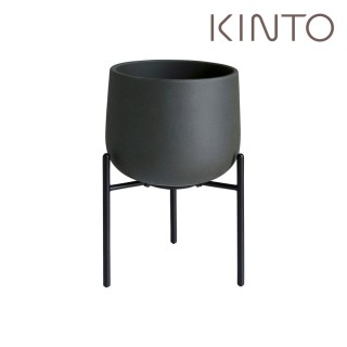 【Kinto】PLANT POT 211 附架陶瓷花盆13.5cm-深灰