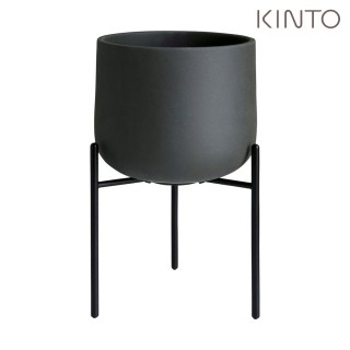 【Kinto】PLANT POT 211 附架陶瓷花盆16cm-深灰