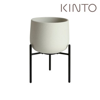 【Kinto】PLANT POT 211 附架陶瓷花盆13.5cm-大地灰
