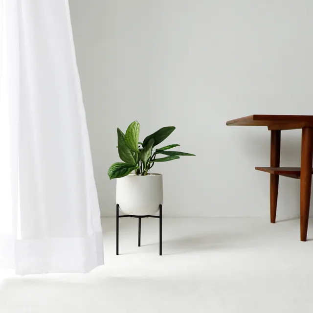 【Kinto】PLANT POT 211 附架陶瓷花盆13.5cm-大地灰