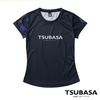 【TSUBASA灑落運動衣】ASA楓葉象牙黑 透氣機能運動衫 女款(超強透氣運動T恤 排汗T恤 運動衣)
